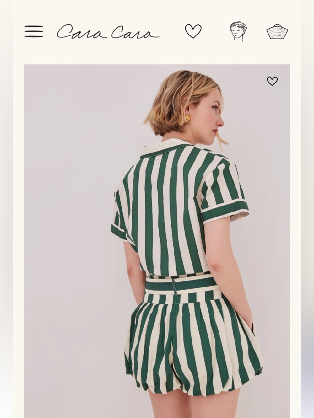 Cara Cara Green & White Striped Two-Piece Set with Woven Belt - Picture 6 of 11